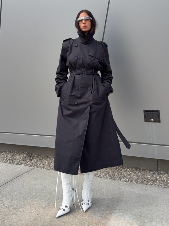 Quince Jackets & Blazers - NWT QUINCE Long Trench Coat Organic Cotton Size XL Black